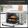 Gruzdintuvė HOMCOM mini orkaitė 32L, 1600W, elektrinė orkaitė su trupinių padėklu, nerūdijantis plienas ir stiklas, sidabrinė, 52,2x38,1x33,5cm
