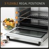Gruzdintuvė HOMCOM mini orkaitė 32L, 1600W, elektrinė orkaitė su trupinių padėklu, nerūdijantis plienas ir stiklas, sidabrinė, 52,2x38,1x33,5cm