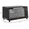 Gruzdintuvė HOMCOM mini orkaitė 9L, su kepimo skarda, grotelėmis, 100 °C-230 °C, reguliuojama temperatūra ir kepimo laikas, 60 min. laikmatis, 750 W, nerūdijantis plienas, juoda