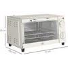 Gruzdintuvė HOMCOM mini orkaitė 9L, su kepimo skarda, grotelėmis, 100 °C-230 °C, reguliuojama temperatūra ir gaminimo laikas, 60 min. laikmatis, 750W, nerūdijantis plienas, kreminė balta
