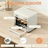 HOMCOM Mini orkaitė su konvekcija 10L 2 in 1 Mini orkaitė su orkaitės lentyna, kepimo skardą ir padėklą trupiniams, 80 °C-230 °C karšto oro gruzdintuvė su jutikliniu ekranu, laikmačiu, vidiniu apšvietimu, 1000 W, nerūdijantis plienas