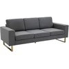 HOMCOM 3 vietų minkšta sofa, audinio sofa, svetainės baldai, krėslas, pagalvėlės, porankiai, linas, tamsiai pilka, 200 x 82 x 78 cm