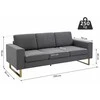 HOMCOM 3 vietų minkšta sofa, audinio sofa, svetainės baldai, krėslas, pagalvėlės, porankiai, linas, tamsiai pilka, 200 x 82 x 78 cm