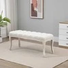 HOMCOM minkštasuolis miegamajam ir svetainei, suoliukas, suoliukas su daiktadėže, vintažinis lovos suoliukas, kaučiukmedis, linas, smėlio spalvos, 110x40x48 cm