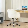 HOMCOM Namų biuro kėdė, ergonomiška rašomojo stalo kėdė, sukiojama kėdė, reguliuojamo aukščio biuro kėdė su siūbavimo funkcija, teddy aksomo išvaizdos, kosmetikos kėdė miegamajam, darbo kambariui, kreminės baltos spalvos