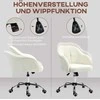 HOMCOM Namų biuro kėdė, ergonomiška rašomojo stalo kėdė, sukiojama kėdė, reguliuojamo aukščio biuro kėdė su siūbavimo funkcija, teddy aksomo išvaizdos, kosmetikos kėdė miegamajam, darbo kambariui, kreminės baltos spalvos