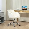 HOMCOM Namų biuro kėdė, ergonomiška rašomojo stalo kėdė, sukiojama kėdė, reguliuojamo aukščio biuro kėdė su siūbavimo funkcija, teddy aksomo išvaizdos, kosmetikos kėdė miegamajam, darbo kambariui, kreminės baltos spalvos