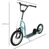 HOMCOM paspirtukas vaikams nuo 5 metų, kickboard su 16/12 colių pripučiamais ratais, mėlynas, 135 x 58 x 88-94 cm
