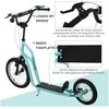 HOMCOM paspirtukas vaikams nuo 5 metų, kickboard su 16/12 colių pripučiamais ratais, mėlynas, 135 x 58 x 88-94 cm