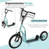 HOMCOM paspirtukas vaikams nuo 5 metų, kickboard su 16/12 colių pripučiamais ratais, mėlynas, 135 x 58 x 88-94 cm
