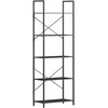 HOMCOM Pastatoma lentyna su 5 lentynomis, pramoninio stiliaus biuro lentyna su metaliniu rėmu, atvirų laikymo lentyna svetainei, biurui, darbo kambariui, 60x30x170,5 cm, juoda