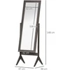 HOMCOM pastatomas veidrodis, viso ūgio veidrodis, kosmetinis veidrodis su paaukštintomis kojelėmis, lengvai prižiūrimas, MDF, kavos spalva, 47 x 46 x 148 cm, skirtas miegamajam ir prieškambariui