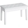 HOMCOM pianino kėdė, suoliukas pianinui, tradicinio kaimiško stiliaus kosmetinė kėdutė su daiktadėže, guminmedis, dirbtinė oda, balta, 76 x 36 x 50 cm