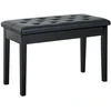 HOMCOM pianino suoliukas fortepijono suoliukas tradicinio kaimo stiliaus kosmetinis suoliukas su daiktadėže medinis odos imitacijos juodas 76 x 36 x 50 cm