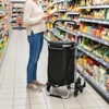 HOMCOM Pirkinių vežimėlis, 40 L Oksfordo krepšys, 3 ratų dizainas, aliuminio rėmas, sėdynė, pilkas
