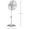 "HOMCOM" pjedestalinis ventiliatorius 120 cm, reguliuojamas aukštis, 3 greičio lygiai, reguliuojamas pasvirimo kampas, plienas, sidabro spalvos