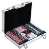 HOMCOM Pokerio dėklas 200 pokerio žetonų, 2 kortų pakuotės, 5 žaidimo kauliukai, aliuminio dėklas, polistirolas, 29,5x20,5x6,5 cm, skirtas žaidimų vakarams