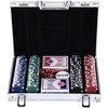 HOMCOM Pokerio dėklas 200 pokerio žetonų, 2 kortų pakuotės, 5 žaidimo kauliukai, aliuminio dėklas, polistirolas, 29,5x20,5x6,5 cm, skirtas žaidimų vakarams