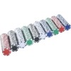 HOMCOM pokerio lagaminas, pokerio rinkinys, 500 žetonų, 2 kortų kaladės, 5 kauliukai, aliumininis lagaminas, pokerio rinkinys, žetonai, lagaminas, aliuminis + polistirenas, 55,5x22x6,5 cm