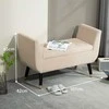 HOMCOM Prabangus sėdimasis suolas Minkštas suolas su daiktadėže Porankiai Krūtinės suolas Aksominio poliesterio kaučiukmedis Smėlio spalvos 107 x 42 x 65 cm