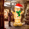 Homcom Pripučiama kalėdinė dekoracija meduolinis žmogeliukas su 3 LED, ruda–raudona–žalia, 110 × 70 × 183 cm
