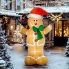 Homcom Pripučiama kalėdinė dekoracija meduolinis žmogeliukas su 3 LED, ruda–raudona–žalia, 110 × 70 × 183 cm