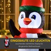 Homcom Pripučiama kalėdinė dekoracija pingvinas su šaliku ir LED apšvietimu, balta/juoda/raudona/žalia, 79 × 67 × 155 cm