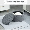 Homcom Pufas su daiktadėže, minkšta taburetė, apvalus otomanas Ø60 x 40 cm