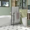 HOMCOM Rankšluosčių džiovintuvas, laisvai pastatomas rankšluosčių džiovintuvas su 2 rankšluosčių laikikliais, vonios kambario rankšluosčių džiovintuvas, metalinis, 66 x 20 x 110 cm, juodas |