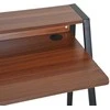 Homcom Rašomasis stalas su laikymo skyriumi ir anga kabeliams, metalinis riešutmedžio riešutas, 84x45x85 cm