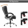 Homcom Rašomoji kėdė, pasukama 360° kampu, ergonomiška, su supimo funkcija, reguliuojamo aukščio, juodas, 64x75x111-121 cm