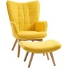 "HOMCOM recliner lounge chair" kėdė "wing chair" su taburete Fotelis su medinėmis kojomis, pagamintas iš geltonos spalvos laido
