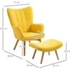 "HOMCOM recliner lounge chair" kėdė "wing chair" su taburete Fotelis su medinėmis kojomis, pagamintas iš geltonos spalvos laido