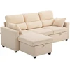 HOMCOM reguliuojama sofa-lova, L formos svečių sofa su miegama funkcija, daiktadėže, pagalvėmis, svetainei, svečių kambariui, smėlio spalvos