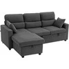 HOMCOM Reguliuojama sofa-lova, L formos svečių sofa su miegojimo funkcija, daiktadėže, pagalvėmis, skirta svetainei, svečių kambariui, tamsiai pilka