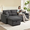 HOMCOM reguliuojama sofa-lova, L formos svečių sofa su miegamąja funkcija, daiktadėže, pagalvėlėmis, skirta svetainei, svečių kambariui, tamsiai pilka