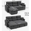 HOMCOM Reguliuojama sofa-lova, L formos svečių sofa su miegojimo funkcija, daiktadėže, pagalvėmis, skirta svetainei, svečių kambariui, tamsiai pilka