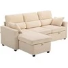 HOMCOM reguliuojama sofa-lova, L formos svečių sofa su miegama funkcija, daiktadėže, pagalvėmis, svetainei, svečių kambariui, smėlio spalvos