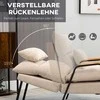 HOMCOM Relaksacinis Krėslas su Pufu, Reguliuojamu Atlošu, Gulimos Padėties Funkcija, Pagalve | Modernus Minkštas Fotelis Svetainei, Kordo Išvaizda, Atlaiko iki 180 kg, Smėlio Spalvos
