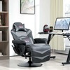 "HOMCOM Relax" fotelis su masažo funkcija, TV fotelis su atsilenkimo funkcija, pagalvėlė, pasukamas TV fotelis su nuotolinio valdymo pulteliu, puodelio laikikliu ir šonine kišenėle, dirbtinė oda, pilkos spalvos