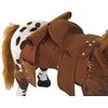HOMCOM Riding Horse Play Horse Children Sound Standing Horse Plush Animal Metal Brown+Baltas 85x28x60cm