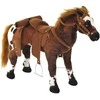 HOMCOM Riding Horse Play Horse Children Sound Standing Horse Plush Animal Metal Brown+Baltas 85x28x60cm