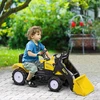HOMCOM sėdimas ekskavatorius, vaikiškas traktorius su kaušu 3 metų vaikams, paspiriamas automobilis, 114x41x54 cm