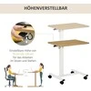 Reguliuojamo aukščio sėdimas ir stovimas stalas HOMCOM su ratukais, C formos, taupantis vietą, nešiojamojo kompiuterio stalas, natūralus + baltas, 70-110 cm, iki 70 kg