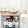 HOMCOM serviravimo vežimėlis virtuvinis vežimėlis su metaliniais krepšiais 36,5 x 36,5 x 89 cm virtuvės vežimėlis pagalbinis vežimėlis sidabrinės spalvos virtuvei ir valgomajam