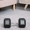 HOMCOM šešiakampiai guminiai hanteliai 17.5kg ketaus stiprumo treniruotės juodos spalvos