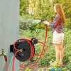 HOMCOM Sieninė sodo žarnos ritė, automatinis suvyniojimas, 20 barų vandens slėgis, 15+1 m vandens žarna, metalinė