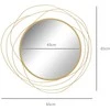 HOMCOM sieninis veidrodis, Ø65 cm sieninė dekoracija su veidrodžiu, metalinis rėmas, prieškambario veidrodis, svetainės, miegamojo sienų meno kūrinys, aukso spalvos