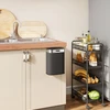 HOMCOM šiukšliadėžė, nerūdijančio plieno virtuvinė šiukšliadėžė su atviru dangčiu, išimamas vidinis kibirėlis, 21,5x19,5x30 cm, juoda