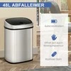 HOMCOM 48L šiukšliadėžė, automatinė virtuvinė šiukšliadėžė su infraraudonųjų spindulių jutikliu, higieniška, nerūdijančio plieno, sidabrinė, 40,5x29,5x68 cm
